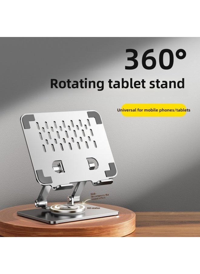 Mobile Phone Tablet PC Bracket 360 Rotating Metal Desktop Cooling Chicken Eating Game Suitable For IPad Bracket-Color:P2039 Silver: Rotating Bracket (carbon Steel) Heightened Design-Applicable Size:4-12inch - Image 2