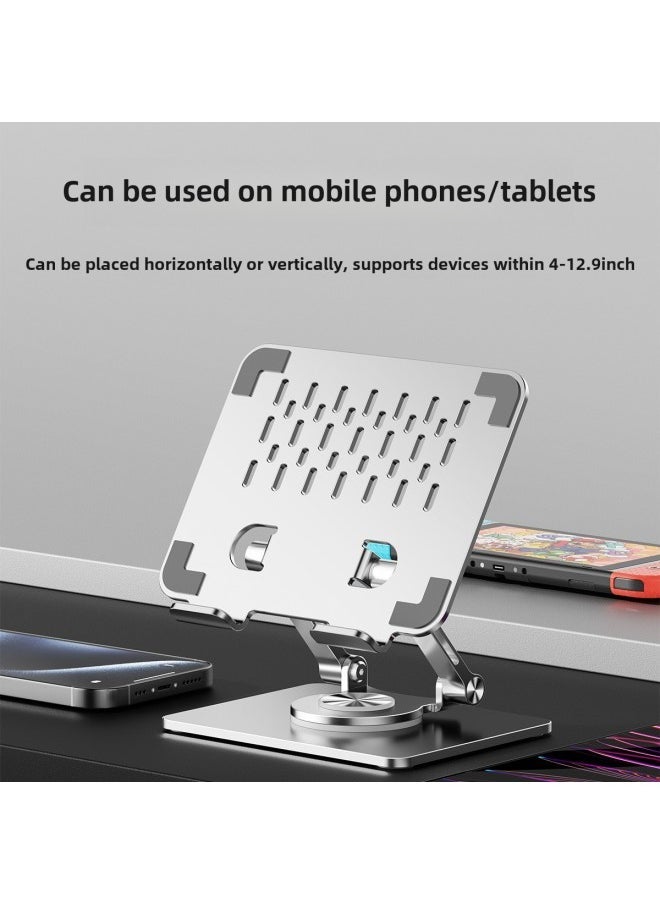 Mobile Phone Tablet PC Bracket 360 Rotating Metal Desktop Cooling Chicken Eating Game Suitable For IPad Bracket-Color:P2039 Silver: Rotating Bracket (carbon Steel) Heightened Design-Applicable Size:4-12inch - Image 4