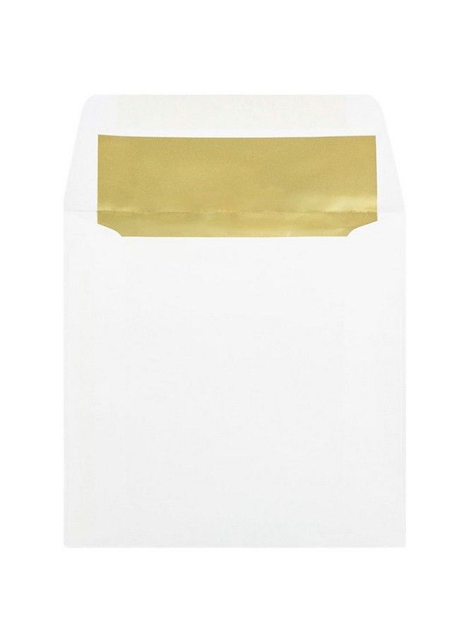 JAM Paper 6 X 6 Square Foil Lined Envelopes White With Gold Foil 50 Pack  - Image 1