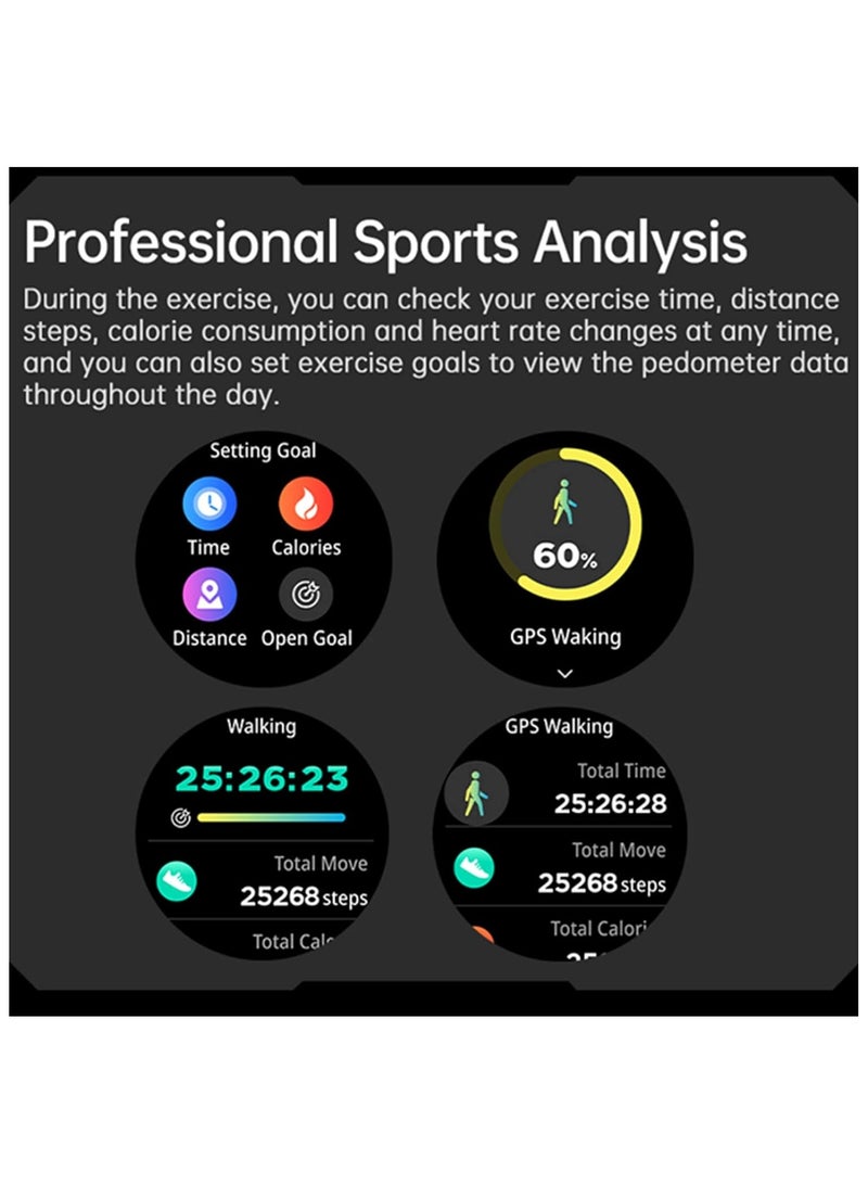 AROAQ GT100 2 in 1 Smartwatch with TWS Earbuds 1.43 Inch 128MB Round Waterproof Music MP3 Speaker NFC Smart Watch Bluetooth Headphones Health Monitor Sports Fitness Tracker  - Image 4