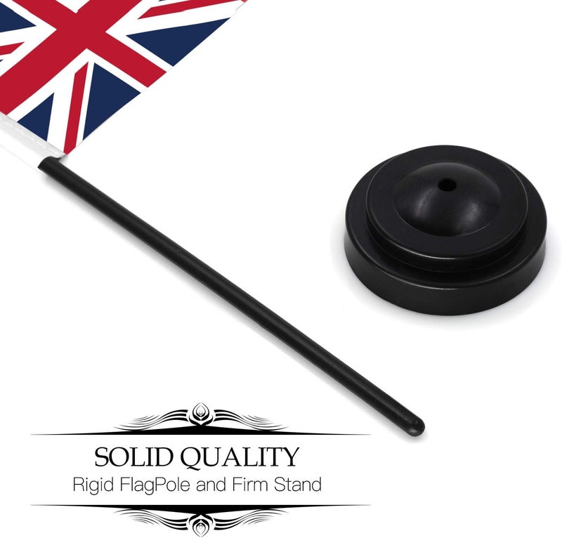 Anley UK Deluxe Desk Flag Set - 6 x 4 Inch Miniature United Kingdom British Desktop Flag with 12" Solid Pole - Vivid Color and Fade Resistant - Black Base and Spear Top - Image 5