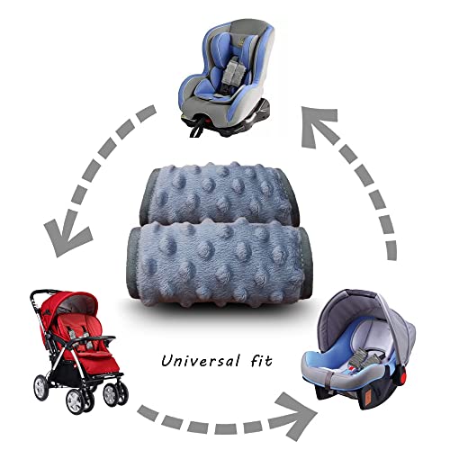 DODO NICI car seat Strap Cover for Baby, seat Belt Cover Cushion, Belt Pads fit Baby Carrier/Pushchair/Stroller, Cozy Peace Dotted Minky, Solid Grey - Image 4