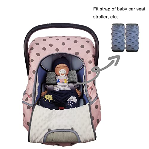 DODO NICI car seat Strap Cover for Baby, seat Belt Cover Cushion, Belt Pads fit Baby Carrier/Pushchair/Stroller, Cozy Peace Dotted Minky, Solid Grey - Image 3