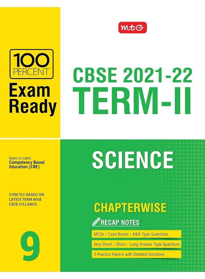 MTG 100 Percent Exam Ready Science Term 2 Class 9 Book for CBSE Board Exam 2022 - MCQs, Case Based, Short / Long Answer type Questions, Practice Papers with Detailed Solutions  - Image 1