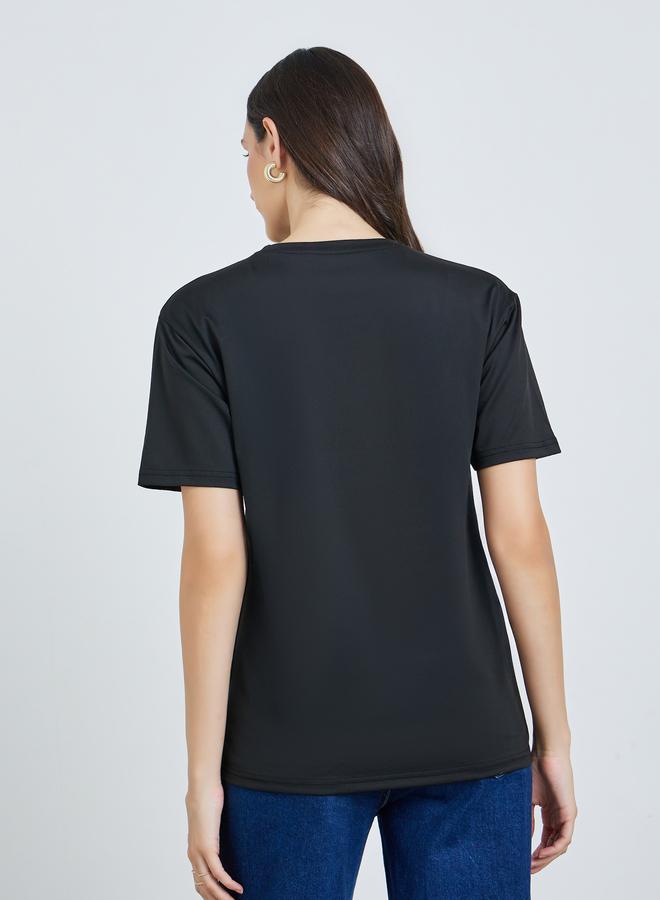 Take Two Black Tropical Print Short Sleeve T-Shirt - Image 4
