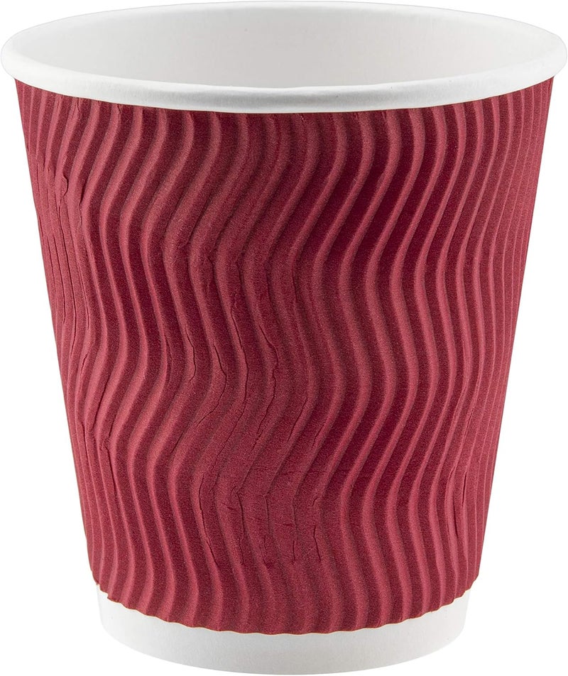 NYHI Set of 150 Ripple Insulated Red 12oz Paper Cups Coffee Tea Hot Cups Recyclable 3 Layer Rippled Wall For Better Insulation Perfect for Cappuccino Hot Cocoa or Iced Drinks - Image 4