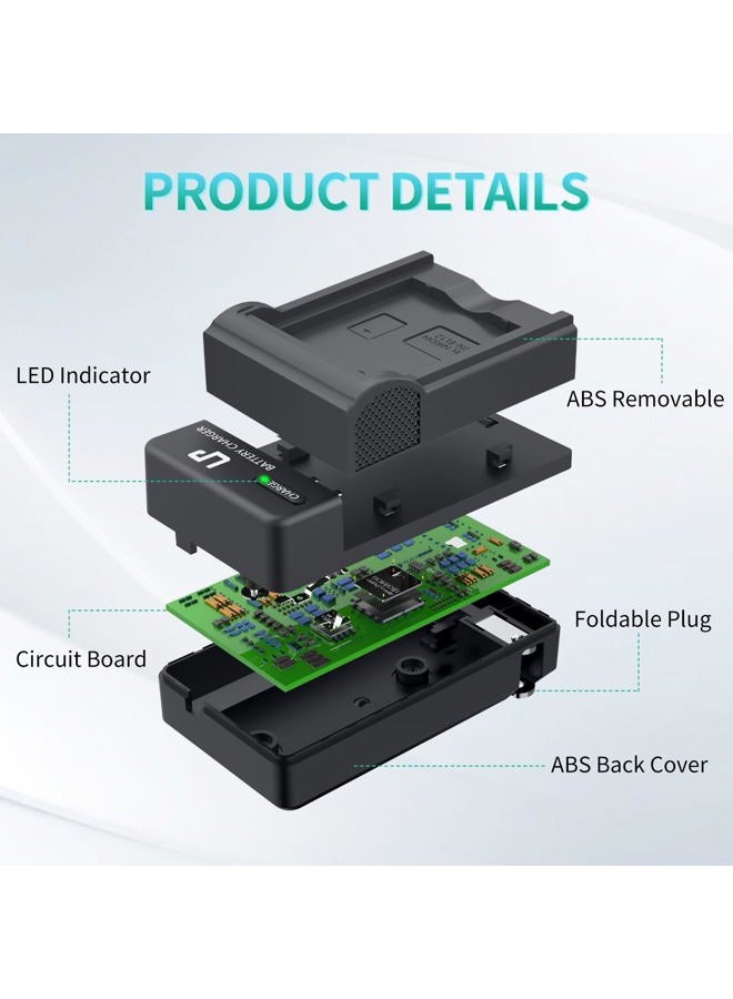 LP EN-EL12 LP Battery Charger, Compatible with Nikon COOLPIX A900,W300,W300s,S1100pj,S1200pj,AW120,AW120s,AW130,AW130s,P330,P340,S9700,S9700s,S9900,S9900s,KeyMission 170,KeyMission 360 Cameras and More - Image 2