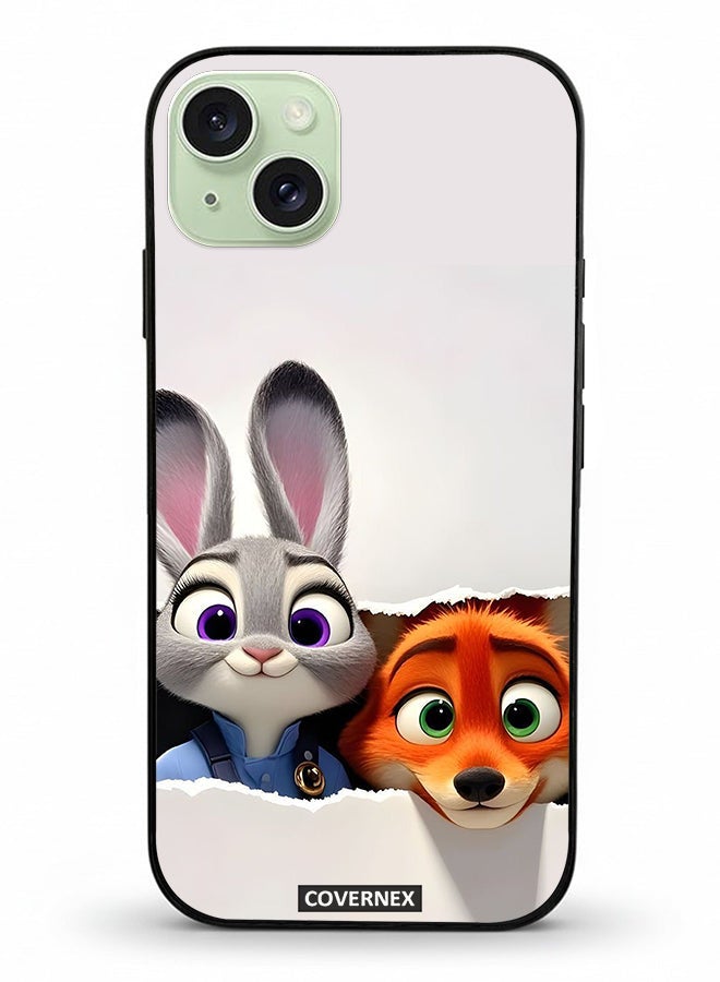 Covernex Apple iPhone 15 Plus Protective Case Cover Printed Featuring Zootopia Dynamic Duo - Image 2