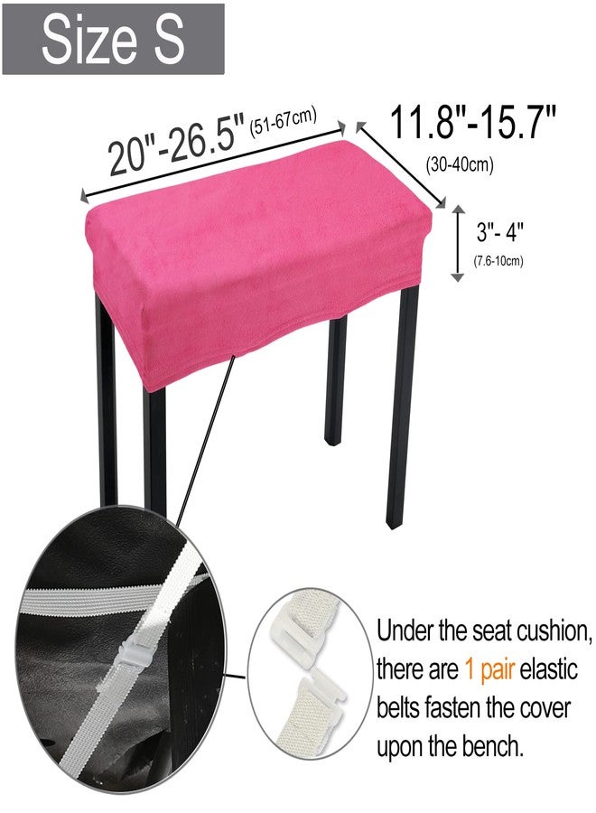 SINOSSO Soft Velvet Piano Bench Cover, (20"- 26.5") L x (11.8"- 15.7") W Rectangle Stretch Washable Stool Upholstered Protector Slipcover, (S, Hot Pink) - Image 4