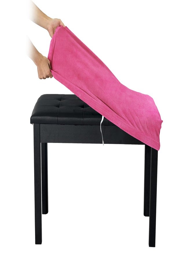 SINOSSO Soft Velvet Piano Bench Cover, (20"- 26.5") L x (11.8"- 15.7") W Rectangle Stretch Washable Stool Upholstered Protector Slipcover, (S, Hot Pink) - Image 1