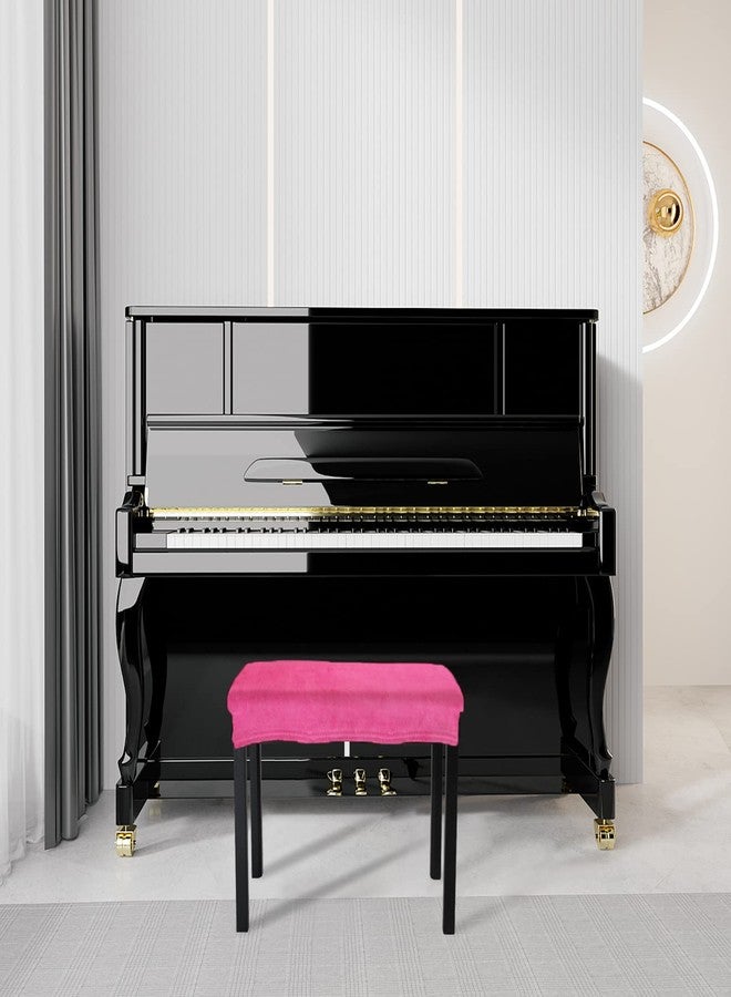 SINOSSO Soft Velvet Piano Bench Cover, (20"- 26.5") L x (11.8"- 15.7") W Rectangle Stretch Washable Stool Upholstered Protector Slipcover, (S, Hot Pink) - Image 2