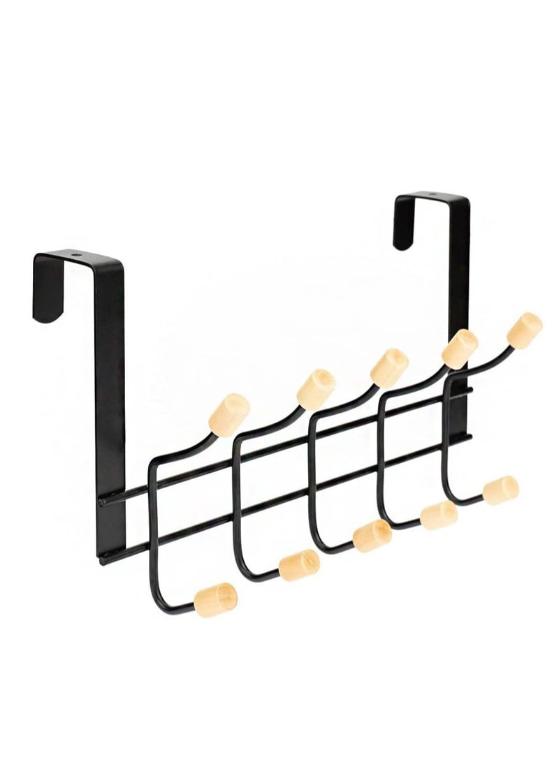 Over The Door Hanger Wall Mounted Coat Rack - Metal Clothes Rack with 5 Hooks - Image 1