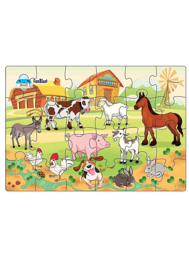 فنبلاست لعبة تركيب الصور المقطوعة للحيوانات الأليفة من FunBlast للأطفال من سن 3 إلى 5 سنوات - 24 قطعة (متعددة الألوان، مقاس 30×22 سم) - Image 1