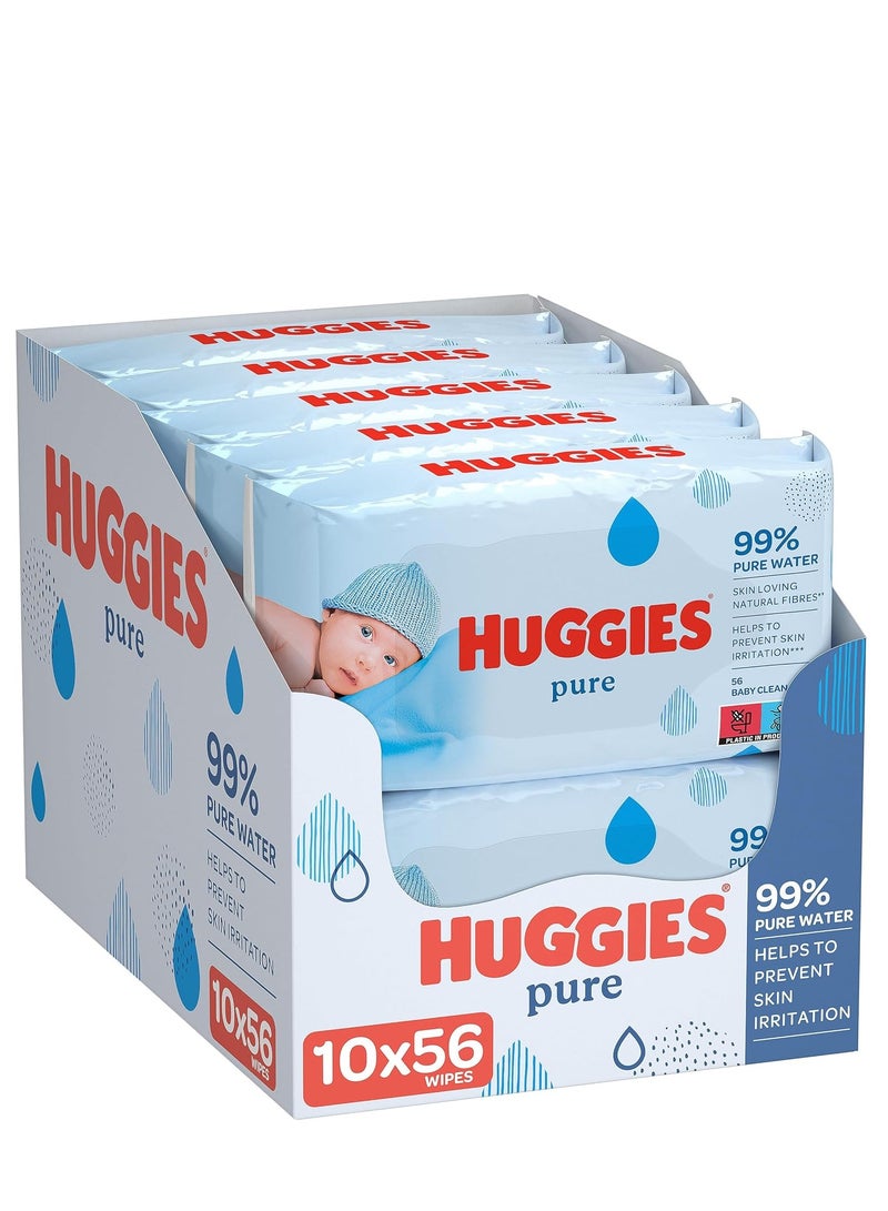 هجيز مناديل هجيز بيور للأطفال، مناديل نقية بنسبة 99%، عبوة من 10 قطع × 56 (560 منديل)