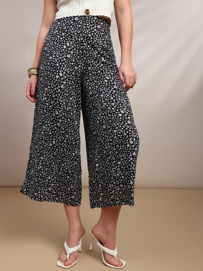 De Moza Black Spot Print Woven Rayon Pants - Image 2