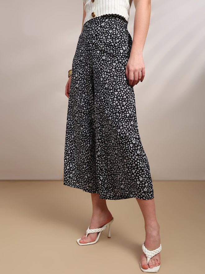De Moza Black Spot Print Woven Rayon Pants - Image 3