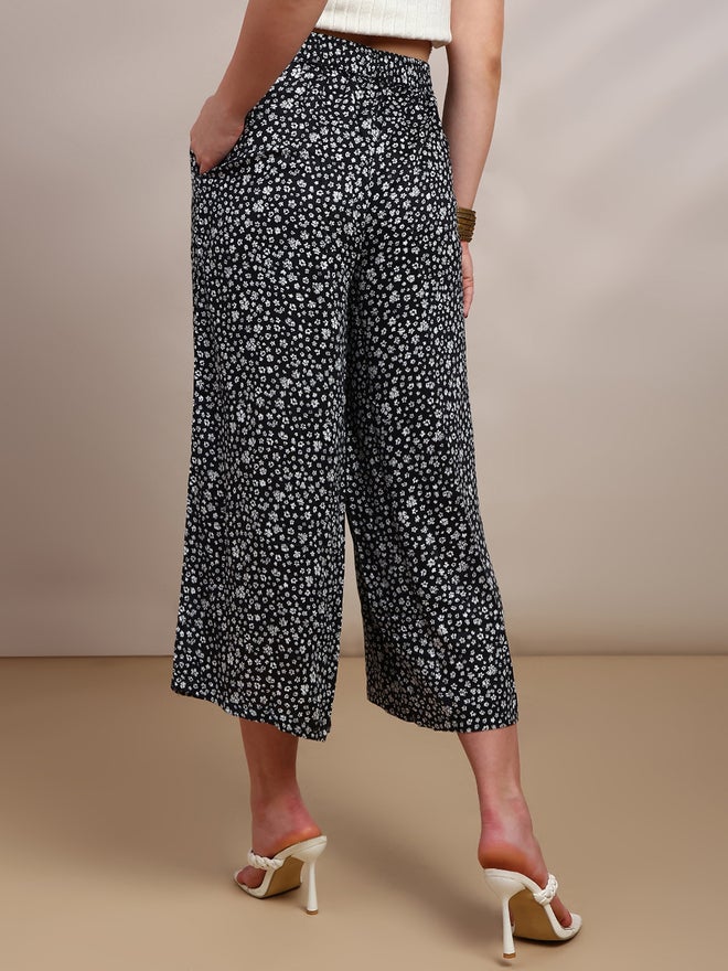 De Moza Black Spot Print Woven Rayon Pants - Image 4