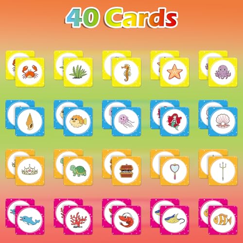 Aizweb Match GameMemory Game40 Pcs Toddler Card Games for Boys Girls Kids Ages 3 4 5 6Flash Cards for Preschool Kindergarten Learning ActivitiesEducational Toys Homechool Supplies - Image 5