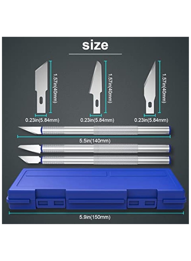13 Pcs Precision Craft Hobby Knife Kits, Utility Art Exacto Knife Sets, Sharp Razor Knives Tool for Carving, Architecture Modeling, Scrapbooking, Felt & Wood & Leather Working-Stencil  - Image 2