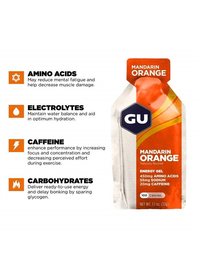GU ENERGY GEL GU Energy Original Sports Nutrition Energy Gel, Vegan, Gluten-Free, Kosher, and Dairy-Free On-the-Go Energy for Any Workout, 24-Count, Mandarin Orange - Image 2