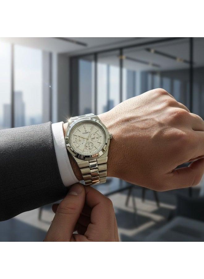 TOMRICH Imperial Men’s Luxury Analog Watch Stainless Steel Strap White Dial Quartz Wrist Watch - Image 5