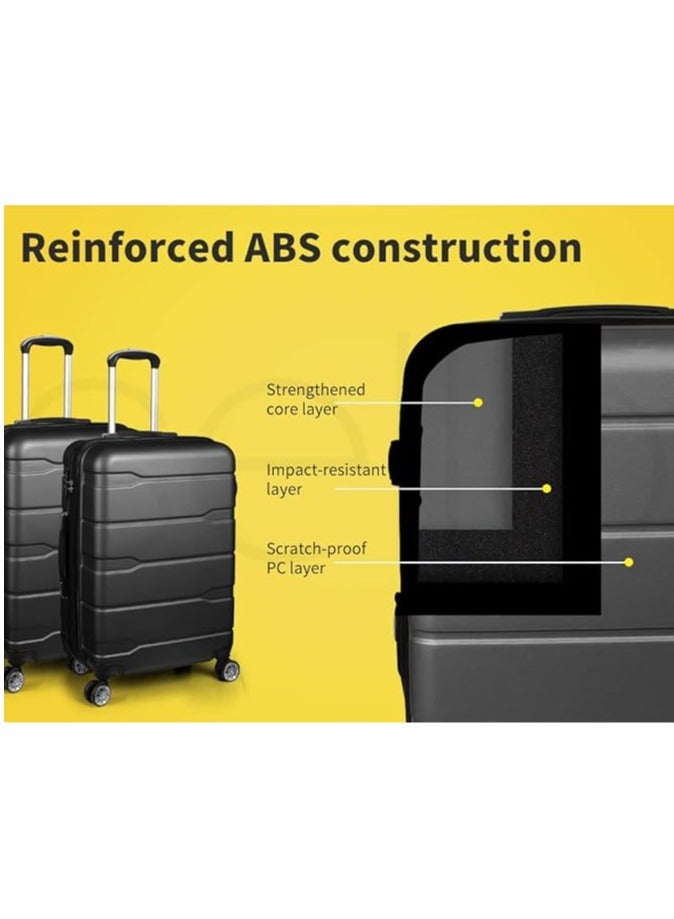 شنطة سفر قابلة للتوسيع مقاس 20 إنش من سليم بريدج، مزودة بقفل TSA، هيكل صلب، عجلات دوارة 360 درجة، باللون الأسود - Image 4