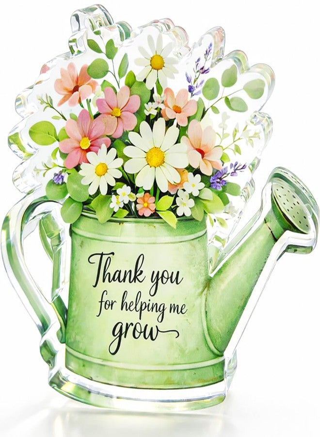LUICONMO Teacher Appreciation Gifts, Thank You Gifts for Women, Teacher Gifts, Thank You For Helping Me Grow Acrylic Plaque, Mothers day Gifts, Emotional Support Desk Decor Teacher’s Day Nurse Appreciation Week Friend Coworker Gardenring Gifts - Image 1