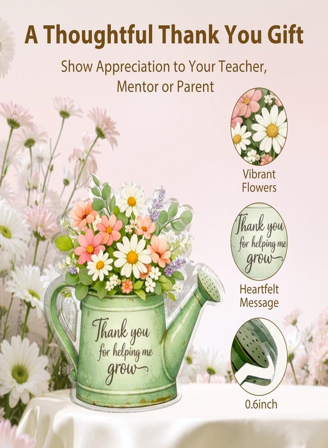 LUICONMO Teacher Appreciation Gifts, Thank You Gifts for Women, Teacher Gifts, Thank You For Helping Me Grow Acrylic Plaque, Mothers day Gifts, Emotional Support Desk Decor Teacher’s Day Nurse Appreciation Week Friend Coworker Gardenring Gifts - Image 2