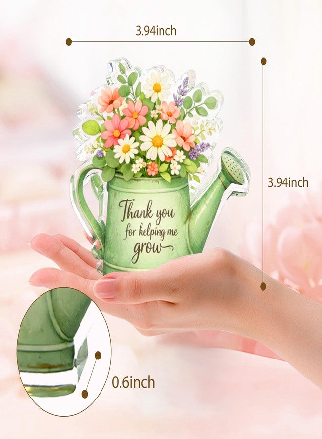 LUICONMO Teacher Appreciation Gifts, Thank You Gifts for Women, Teacher Gifts, Thank You For Helping Me Grow Acrylic Plaque, Mothers day Gifts, Emotional Support Desk Decor Teacher’s Day Nurse Appreciation Week Friend Coworker Gardenring Gifts - Image 3
