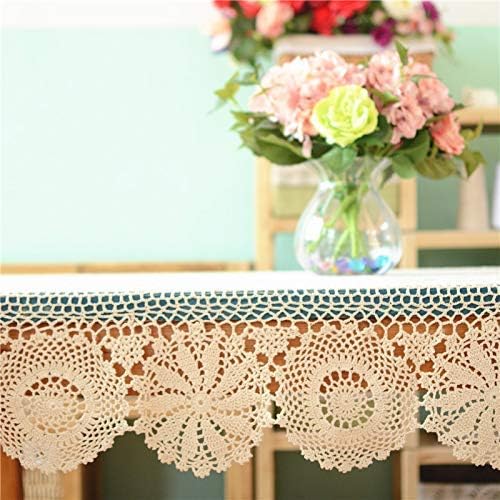 USTIDE White Floral Lace Crochet Tablecloths Cotton Rectangle Kitchen Tablecloth Party Wedding Table Covers 59x78inches - Image 3