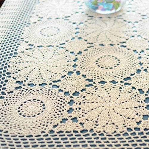 USTIDE White Floral Lace Crochet Tablecloths Cotton Rectangle Kitchen Tablecloth Party Wedding Table Covers 59x78inches - Image 4