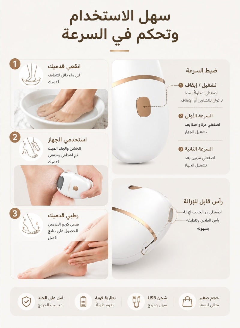 Electric Foot Grinder Automatic Pedicure Tool Remove Dead Skin Calluses Thick Leather Polishing Gentle Exfoliation 2 Gears - Image 3