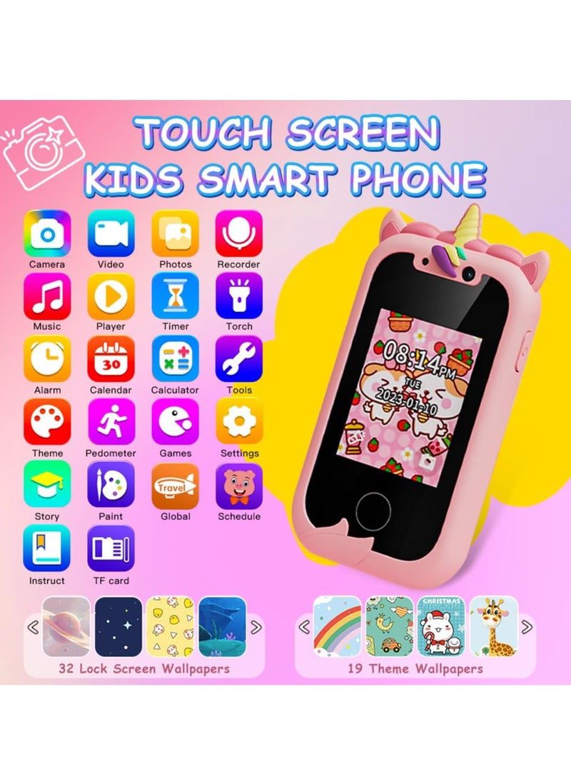 بيبي لاند هدايا الهواتف الذكية للأطفال للبنات الفتاة الذين تتراوح أعمارهم بين 3-8 ، ألعاب تعلم طفل مع ألعاب تعليمية يونيكورن ، مع بطاقة 8G SD - Image 2