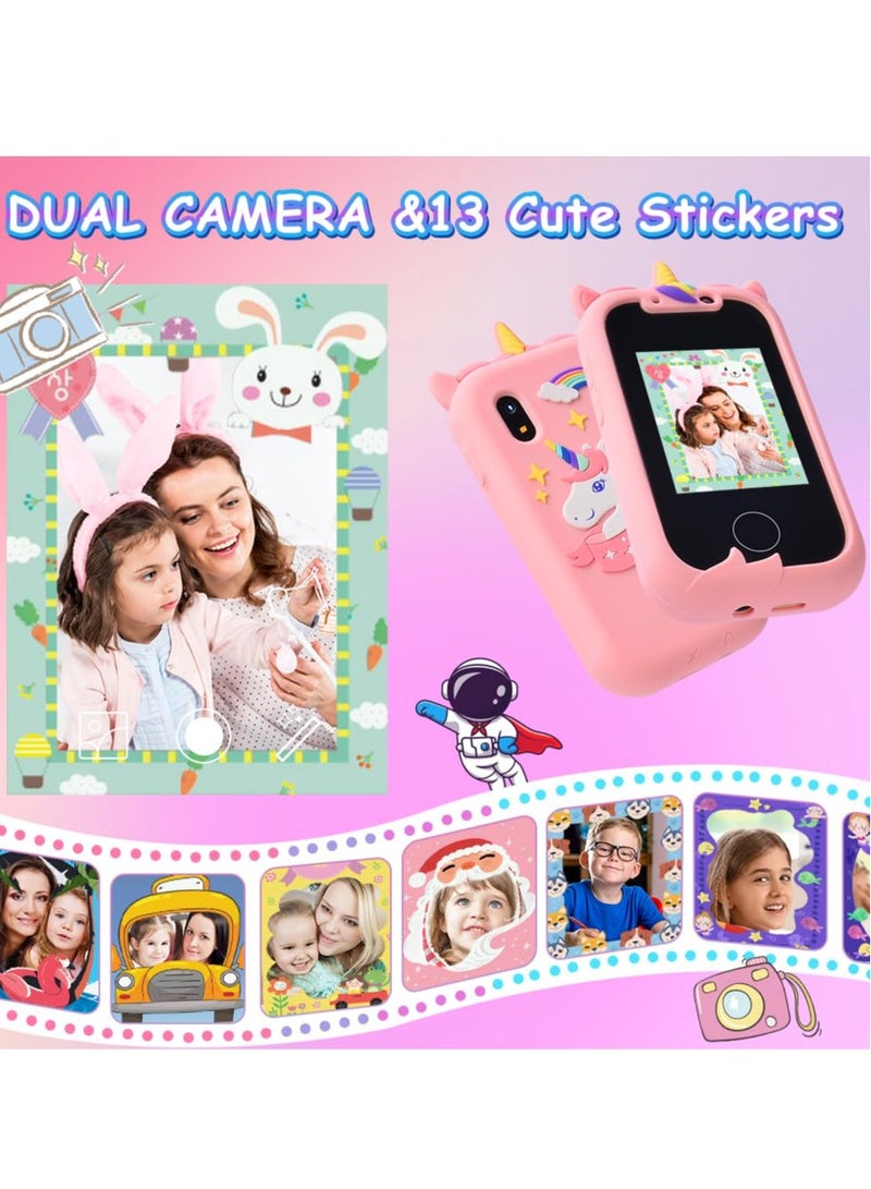 بيبي لاند هدايا الهواتف الذكية للأطفال للبنات الفتاة الذين تتراوح أعمارهم بين 3-8 ، ألعاب تعلم طفل مع ألعاب تعليمية يونيكورن ، مع بطاقة 8G SD - Image 3