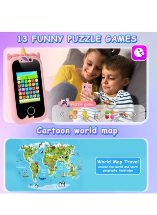 هدايا الهواتف الذكية للأطفال للبنات الفتاة الذين تتراوح أعمارهم بين 3-8 ، ألعاب تعلم طفل مع ألعاب تعليمية يونيكورن ، مع بطاقة 8G SD - view 5