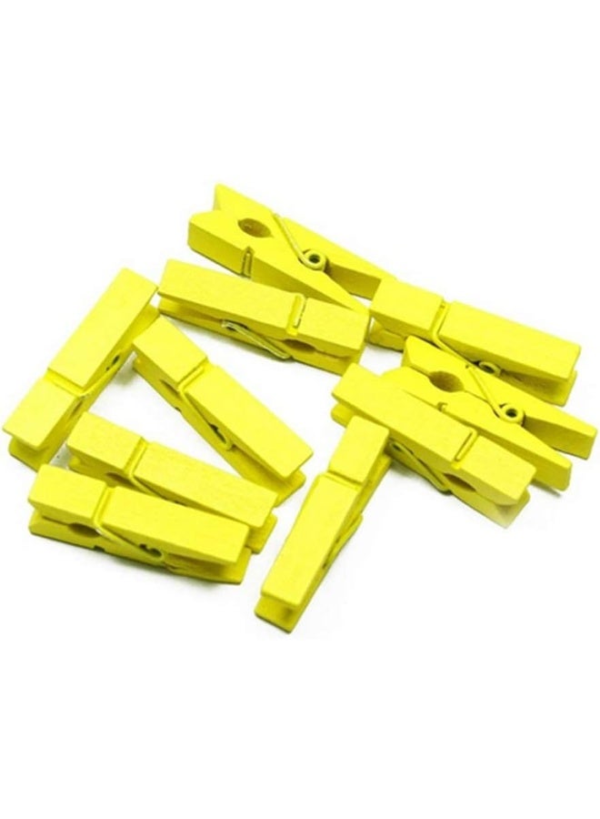 Topxome 100pcs/Set Mini Colored Wooden Clips for Photo Clips Clothespin Paper Peg Pin Craft Decoration Clips Pegs Wedding Decoration Yellow
