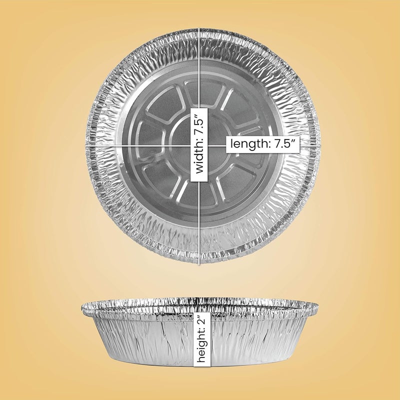 PLASTICPRO 7'' Inch Round Tin Foil Pans Disposable Aluminum, Freezer & Oven Safe - For Baking, Cooking, Storage, Roasting, & Reheating, Pack of 50 - Image 2