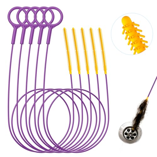 Drainsoon 35Inch Metal Drain Snake Hair Clog Remover Reusable Sink Snake Drain Hair Remover Tool Flexible BreakResistant Plumbing Snake Drain Cleaner for Shower Bathtub and Kitchen Sink 5 Pack - Image 1