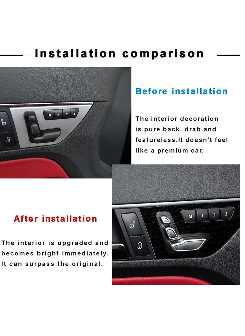 KASTWAVE - Door Seat Adjust Button Cover for Mercedes Benz, 6 Pcs Seat Adjustment Button Caps for B-Class W246 / C-Class W204 / E-Class W212 / ML W166 / CLA W117 / GLK X204 / GL X166 / CLS W218 - Image 1