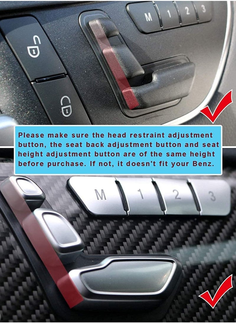 KASTWAVE - Door Seat Adjust Button Cover for Mercedes Benz, 6 Pcs Seat Adjustment Button Caps for B-Class W246 / C-Class W204 / E-Class W212 / ML W166 / CLA W117 / GLK X204 / GL X166 / CLS W218 - Image 1