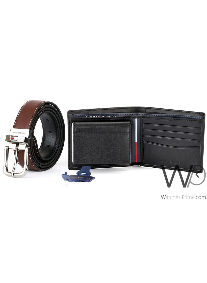 Tommy Icons Gift Set Tommy Hilfiger Men's Leather Wallet & Black / Brown Belt - Black - Image 5