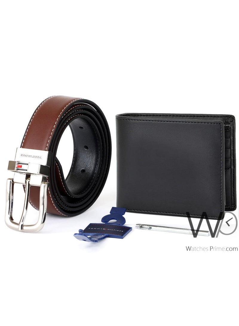 Tommy Icons Gift Set Tommy Hilfiger Men's Leather Wallet & Black / Brown Belt - Black - Image 4