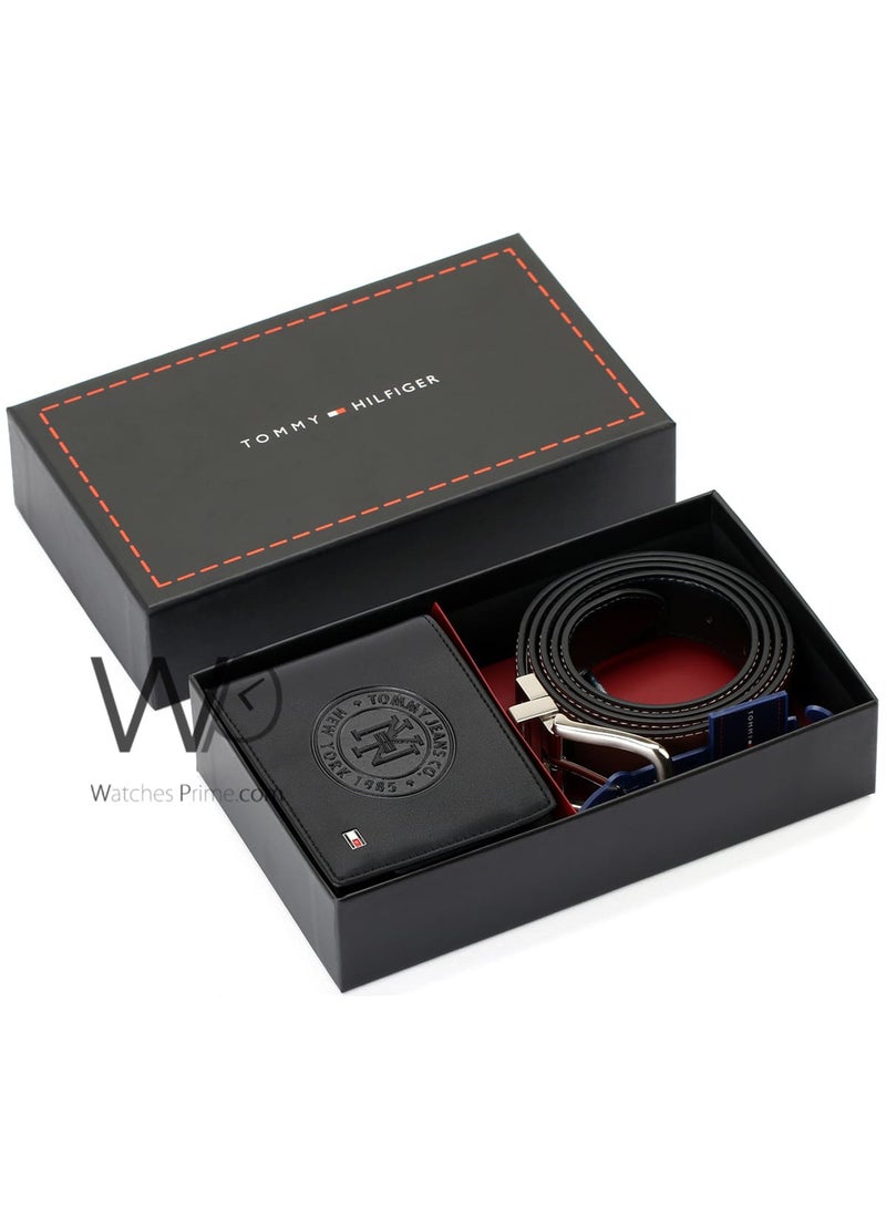 Tommy Icons Gift Set Tommy Hilfiger Men's Leather Wallet & Black / Brown Belt - Black - Image 1