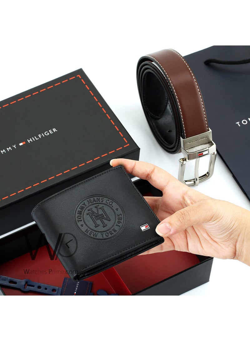 Tommy Icons Gift Set Tommy Hilfiger Men's Leather Wallet & Black / Brown Belt - Black - Image 2