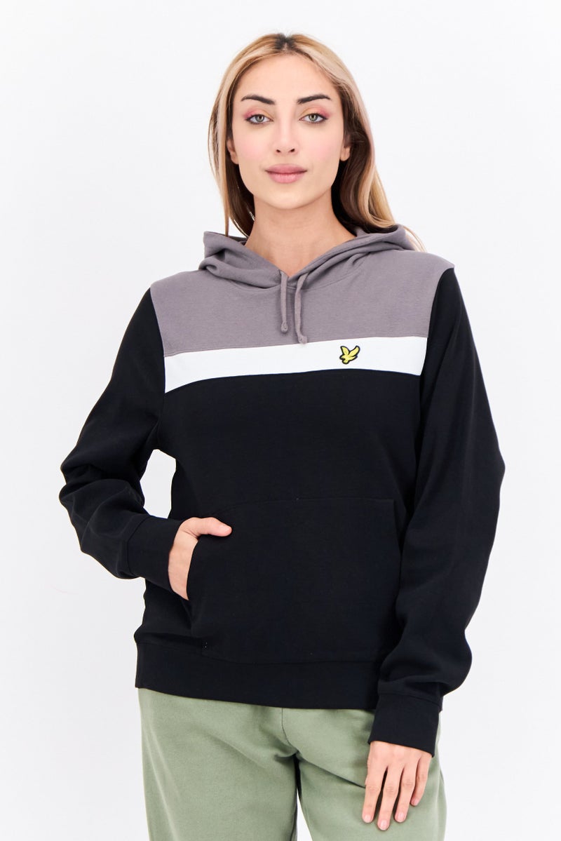 Lyle & Scott Women Hood With Drawstring Long Sleeve Embroidered Logo Sweatshirts, Black - Image 1