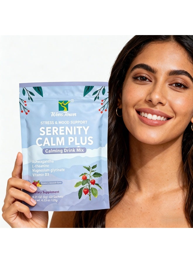 WinsTown Soothing and Calming Drink Powder, 21 Servings. Relieves stress and soothes emotions. Enriched with Ashwagandha, L-Theanine, Magnesium Glycine, and Vitamin D3. Halal and Kosher Certified. - Image 4