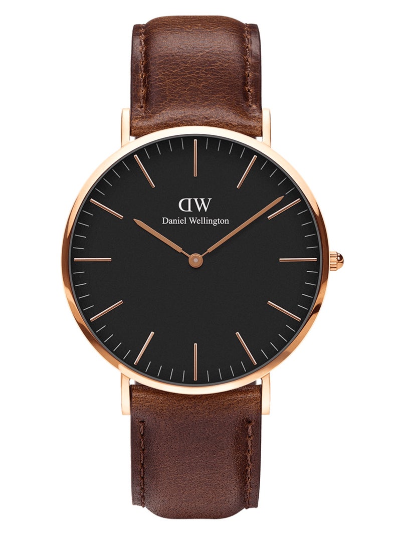 DANIEL WELLINGTON Men's watch with dark brown Italian leather strap -40mm  - Image 1