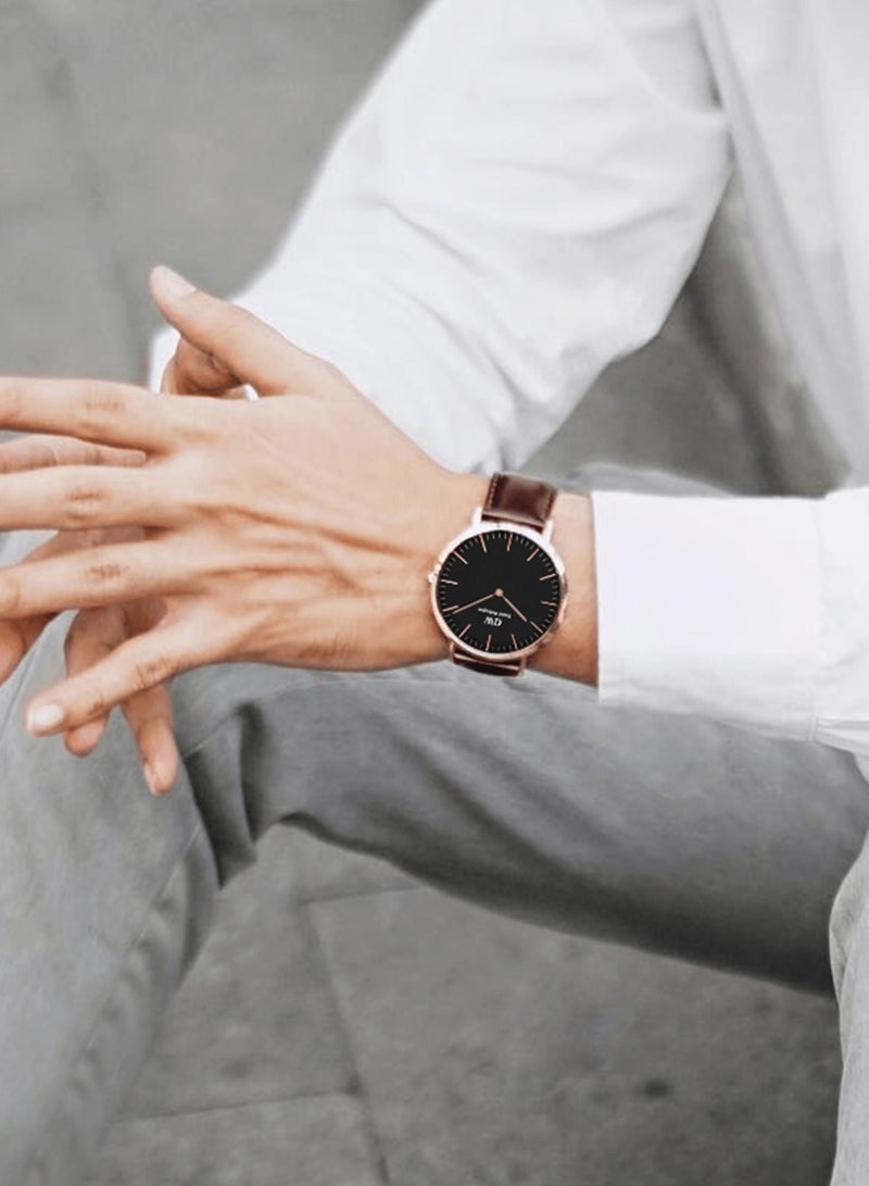 DANIEL WELLINGTON Men's watch with dark brown Italian leather strap -40mm  - Image 2