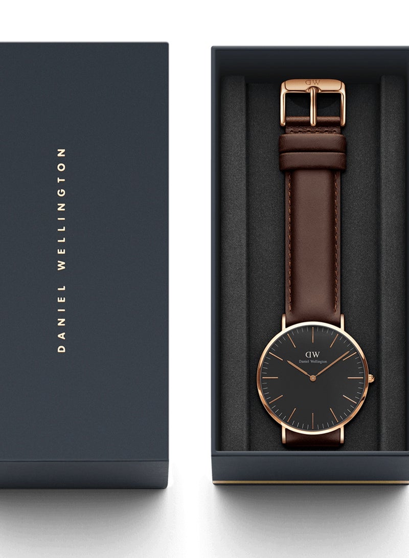 DANIEL WELLINGTON Men's watch with dark brown Italian leather strap -40mm  - Image 4