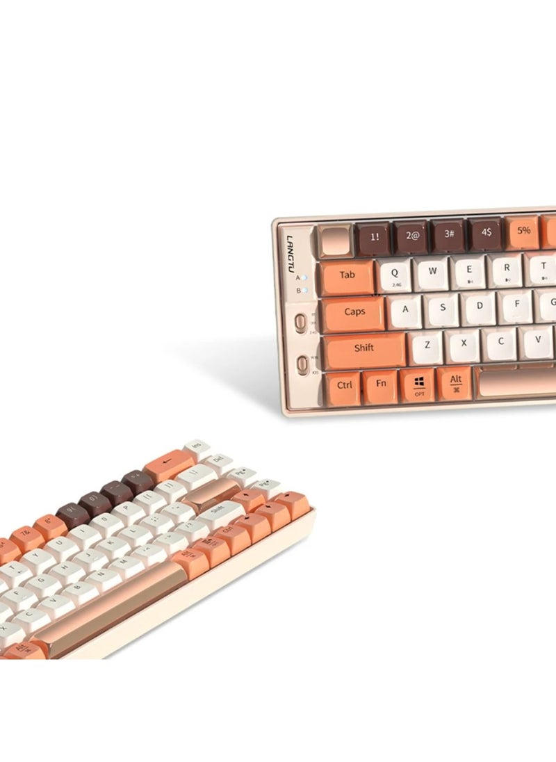 لانغتو - Outemu اللغة إل 10 لوحة مفاتيح ميكانيكية 69 مفتاحًا PBT Keycaps ثلاثي الوضع بلوتوث 5.0 + 2.4G لاسلكي + نوع سي برمجة ماكرو سلكية مخصصة التبديل الميكانيكية ل - البرتقالي COD - Image 1